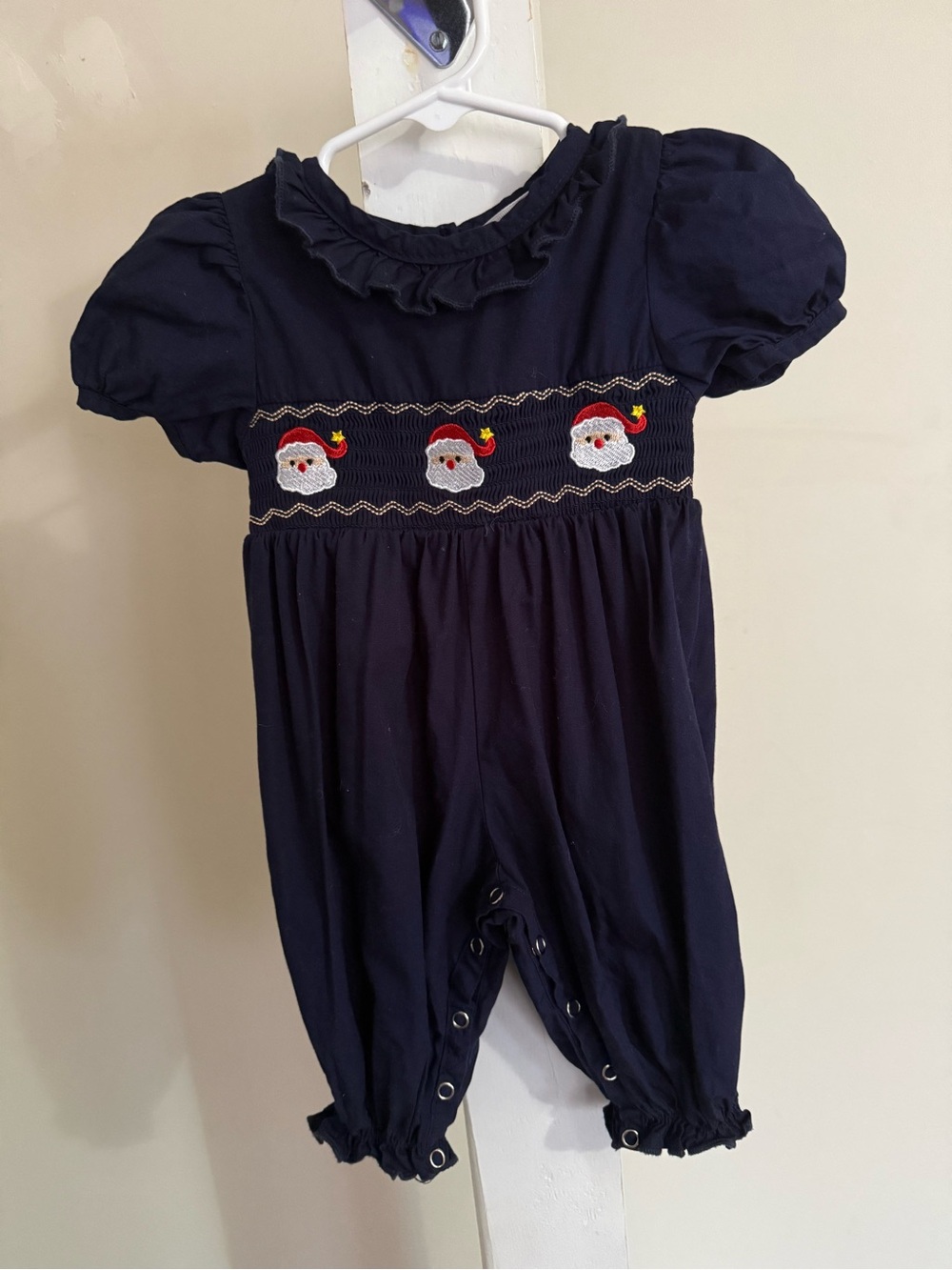 Marie Nicole Smocked Christmas Bubble Romper